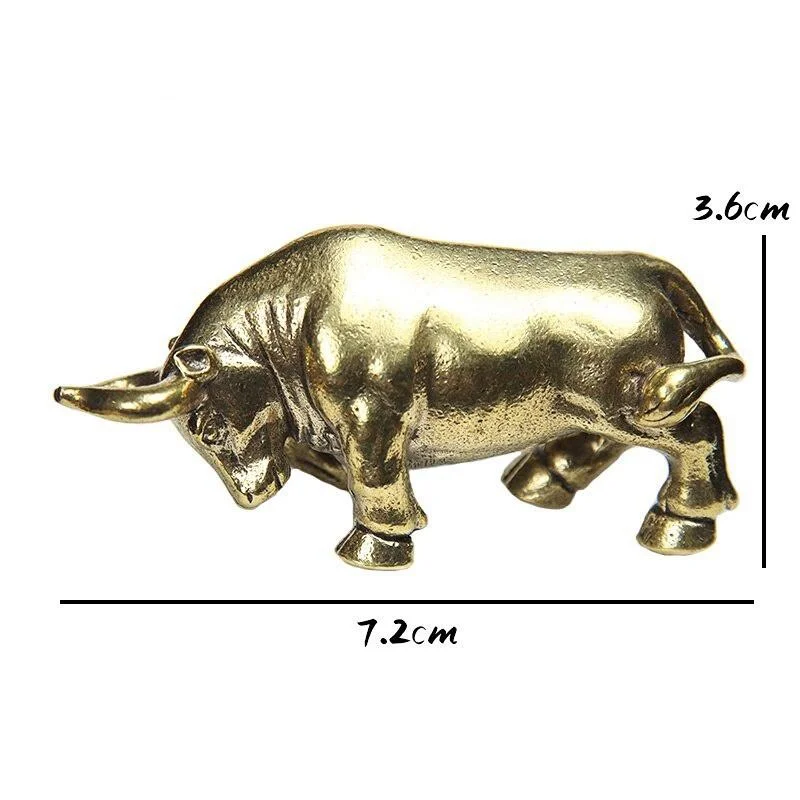 1/2Pcs Copper Wall Street Bull Heavy Animal Statue Brass Miniatures Figurine Home Decor Ornaments Desk Decoration Crafts Gift