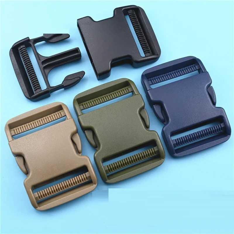2 Pcs/Pack 50mm Plastic Buckle Hardware Dual Adjustable Side Release Buckles Molle Tatical Backpack Belt Bag Parts Strap Webbing