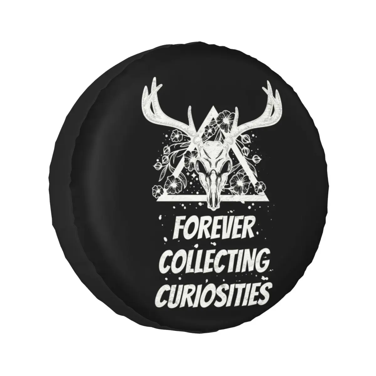 

Deer Skull Taxidermy With Flowers Spare Tire Cover for Jeep SUV RV 4WD Mitsubishi 4x4 Wheel Protector Covers 14" 15" 16" 17"