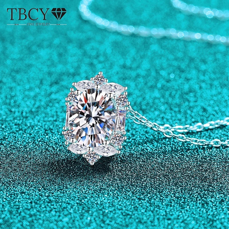 

TBCYD 2ct муассанит ожерелье кулон S925 серебро полный бриллиант овальный дизайн цепочка на шею очаровательные ювелирные изделия
