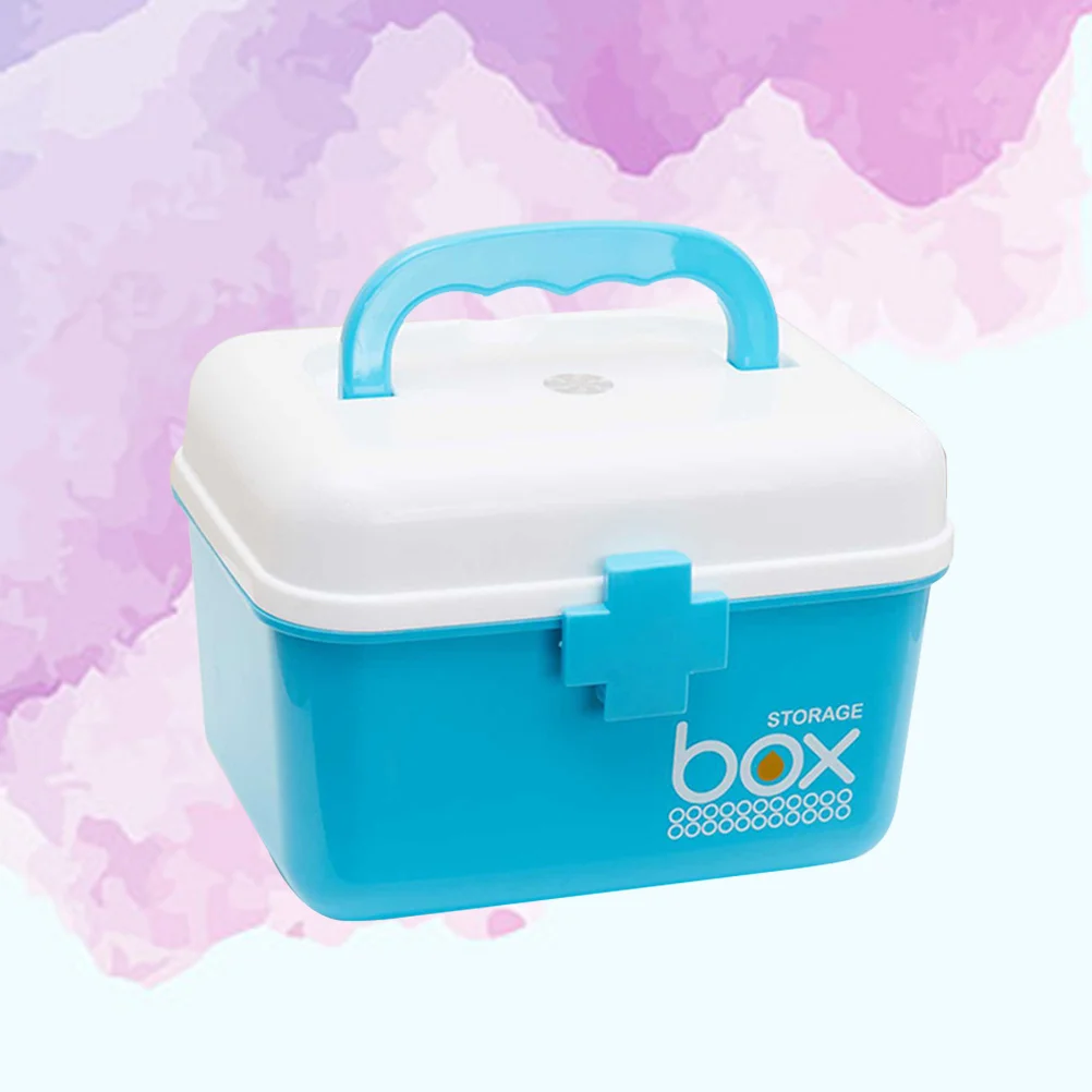 Family Emergency Kit S Lake Blue Box Organizer Multi-Use Portable Handle Large Capacity Storage Container