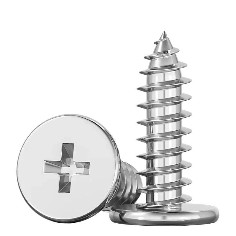 

M5 M6 M8 304 Stainless Steel Ultra Thin Flat Wafer Head Self Tapping Screws / Cross Recessed Phillips Low Profile Screws