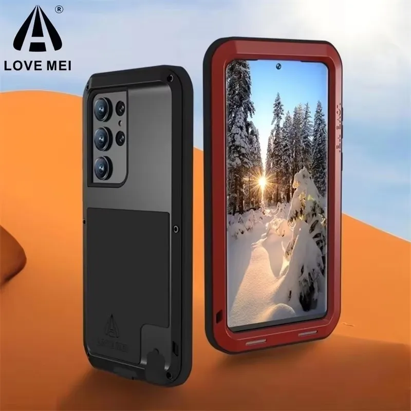 

LOVE MEI Phone Case For Samsung Galaxy S22 S23 Plus FE S24 Ultra Military Grade Metal Protective Case Silicone Shockproof Cover