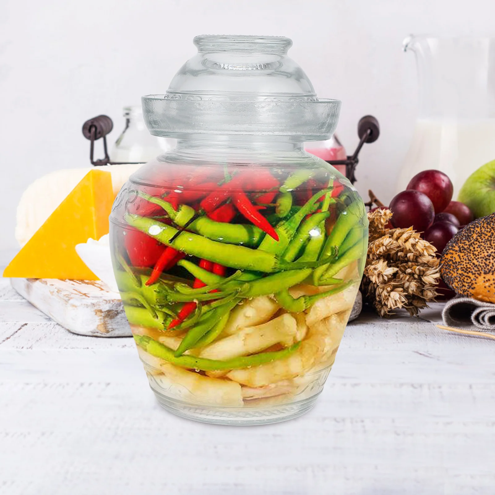 

1Pcs Household Pickle Jar Kitchen Glass Storage Container Food-Grade Sealed Jar for Canning and Kitchen Essentials
