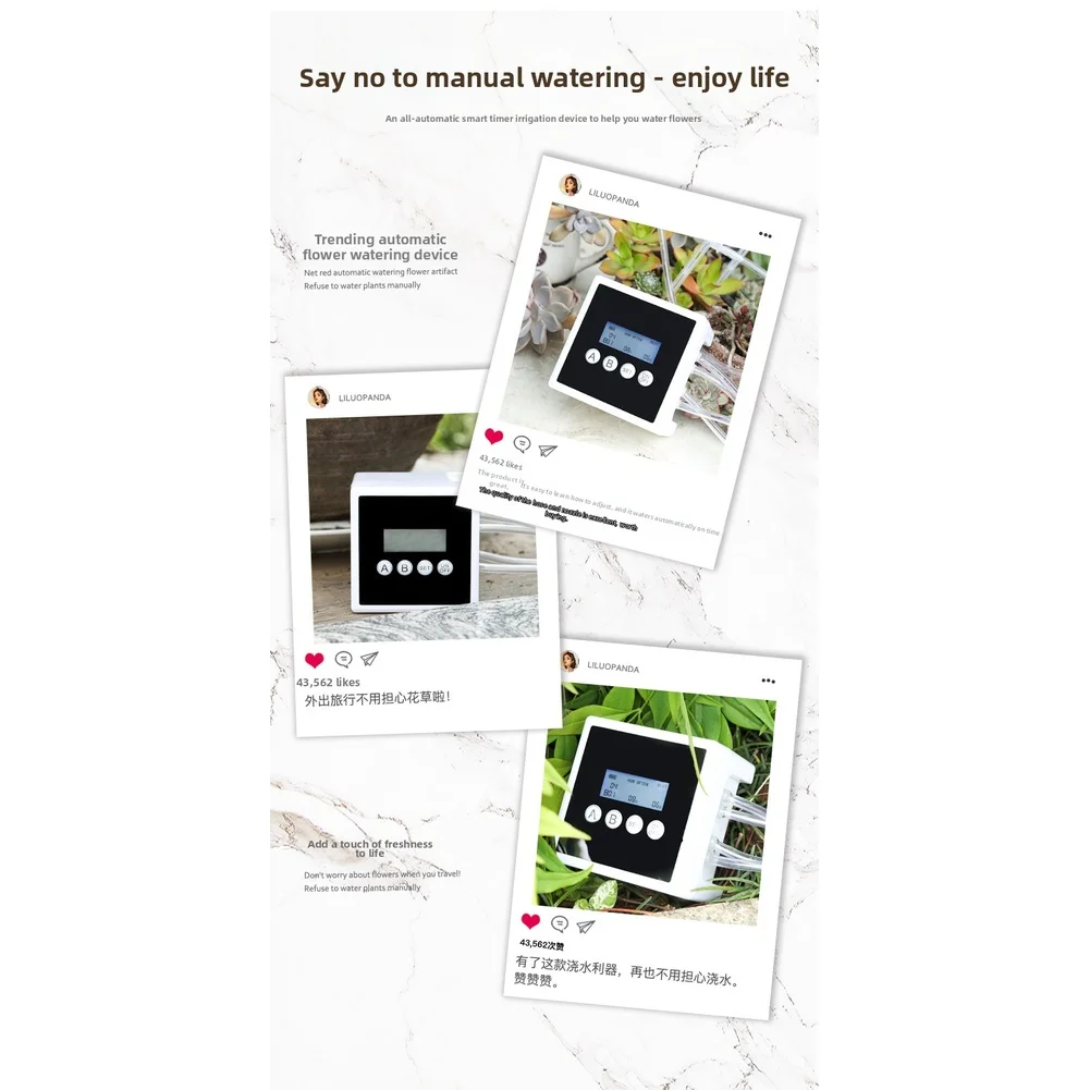 

Smart Timer Dual Pump Watering Device for Indoor Gardens Balconies with Large LED Display and Easy Installation