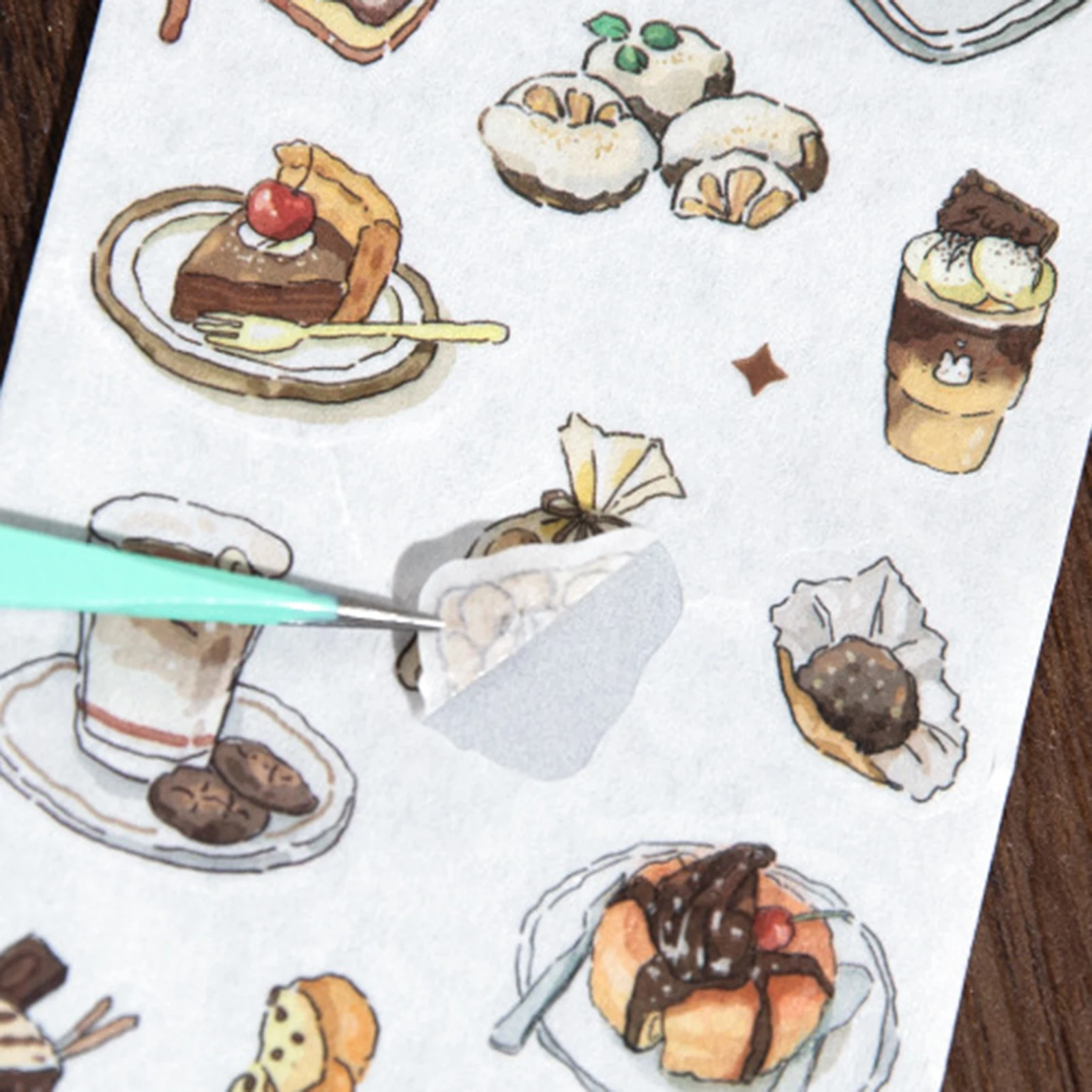 200 cm INS Masking Tapes Coffe Bread Cafe Decorative Label Stickers for Journal Scrapbooking Diary Album Stationery Tape