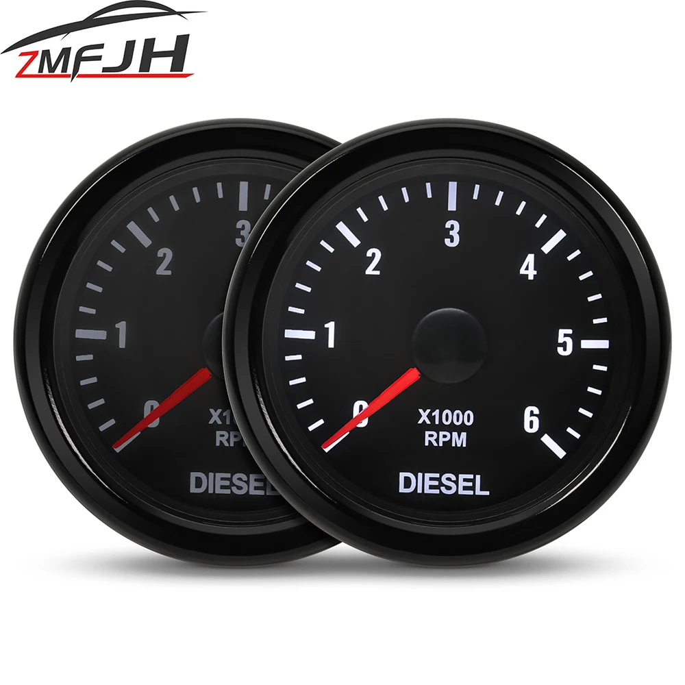52mm Car Tachometer Gauge 0-6000 RPM Tacho Meter With White Backlight For 1-20 Cylindera For Diesel Engine Car 12V Customized