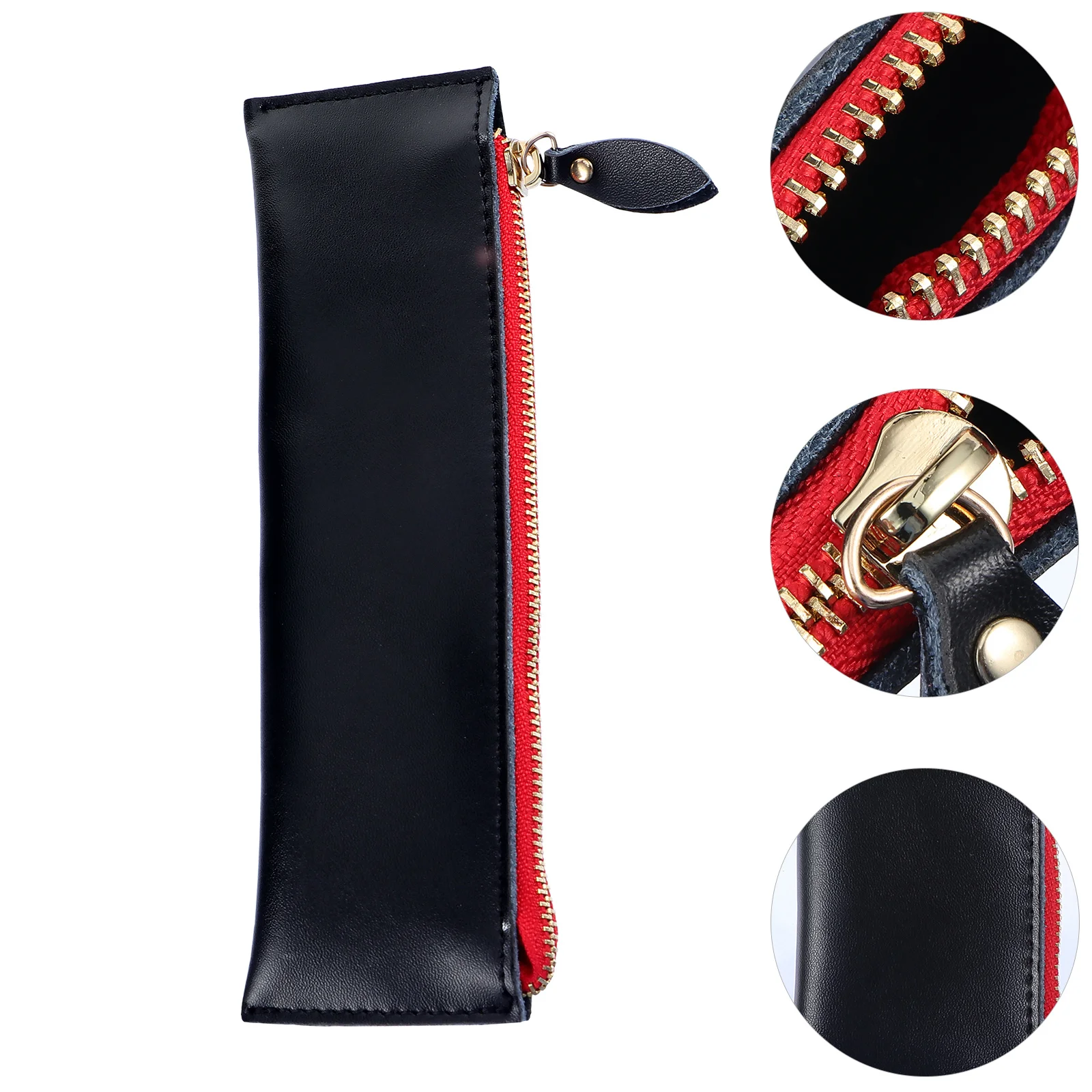 

1Pcs Multipurpose Pen Bag Black Vintage Style Zipper Pencil Case Stationery Storage Scratch Proof Scratch Protection