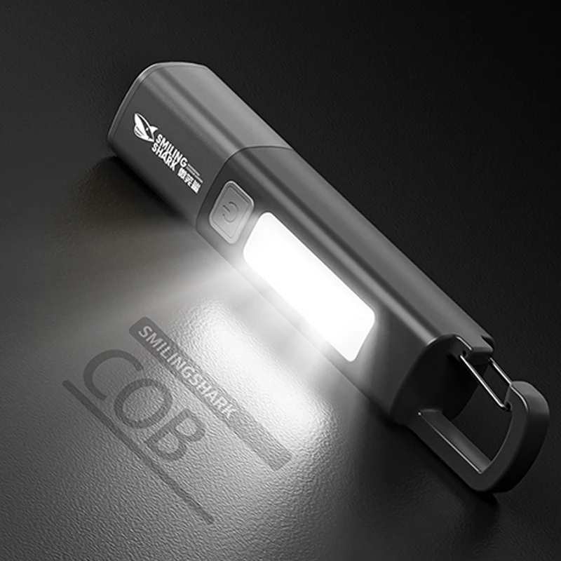 Zoomable Mini Flashlight High Brightness Long Range COB Floodlight with Buckle Design Outdoor Camping Torch