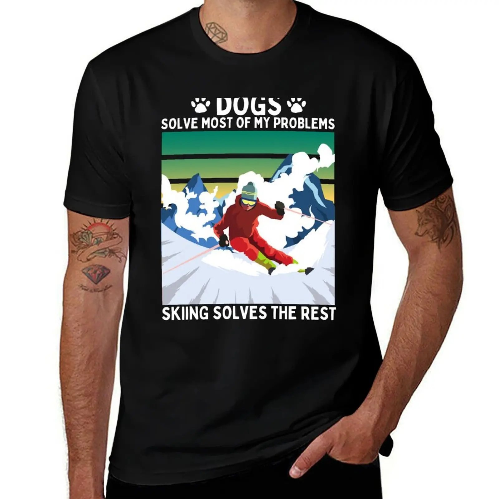 

Dogs Solve Most of my Problems Skiing Solves the Rest T-Shirt t shirt for man cotton t shirt pack T-Shirt