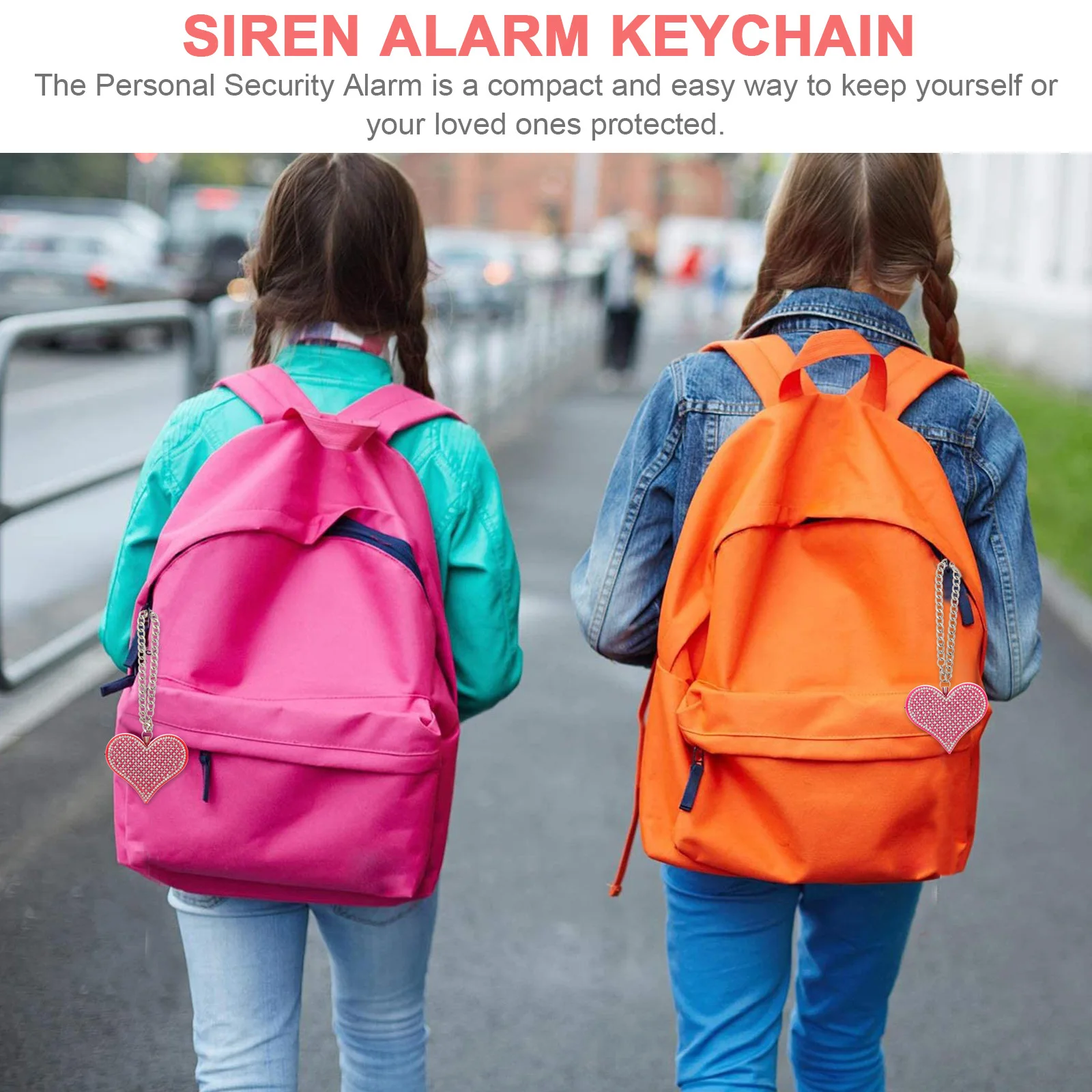 

【2024】 Heart-Shaped Security Heart-Shape Siren Keychain Alarm For Women Portable Emergency Siren Keychain Safe Protector