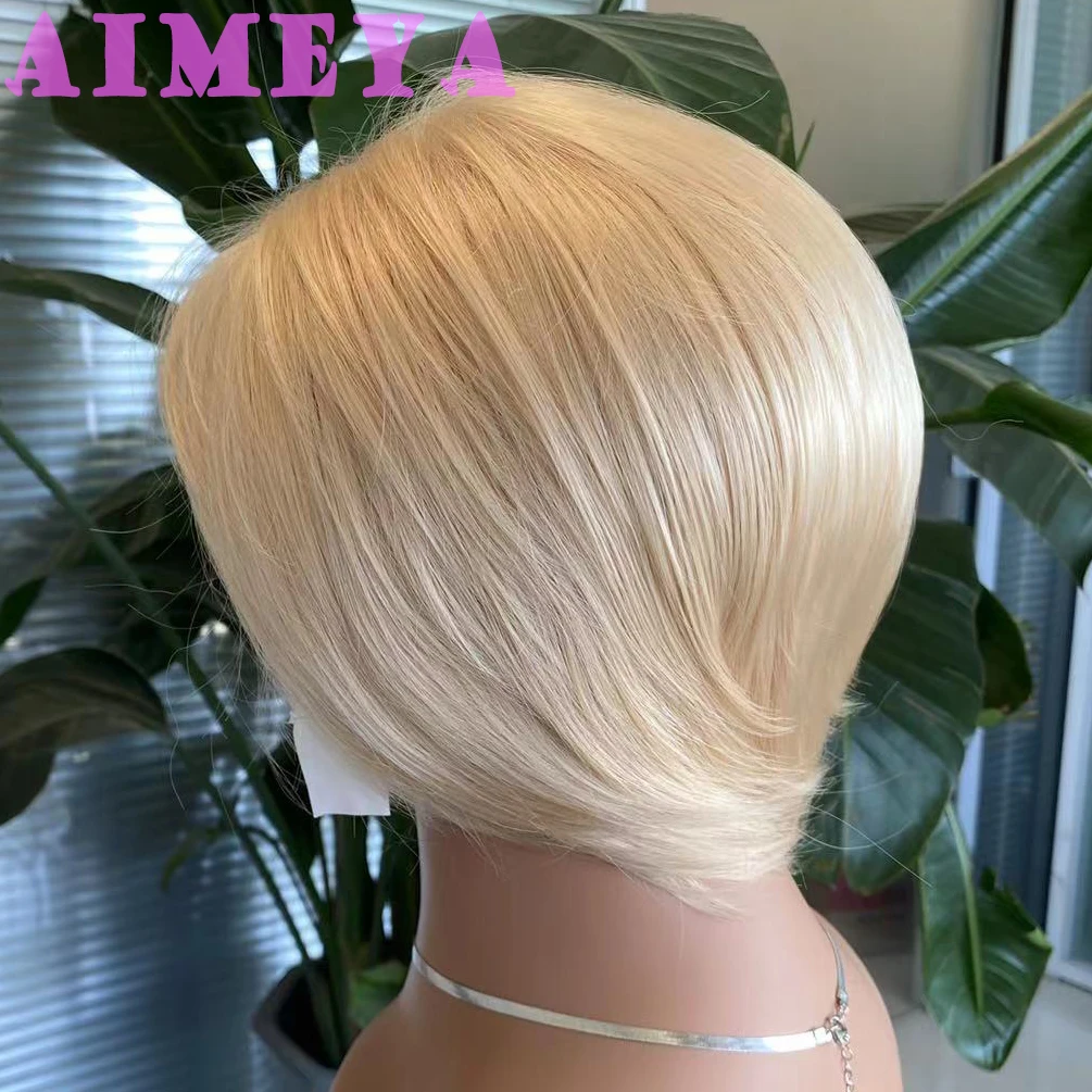 AIMEYA Blonde Short Wigs for Women Girls Natural Looking  Lace Front Wig Heat Resistant Synthetic Hair Wig Daily Use