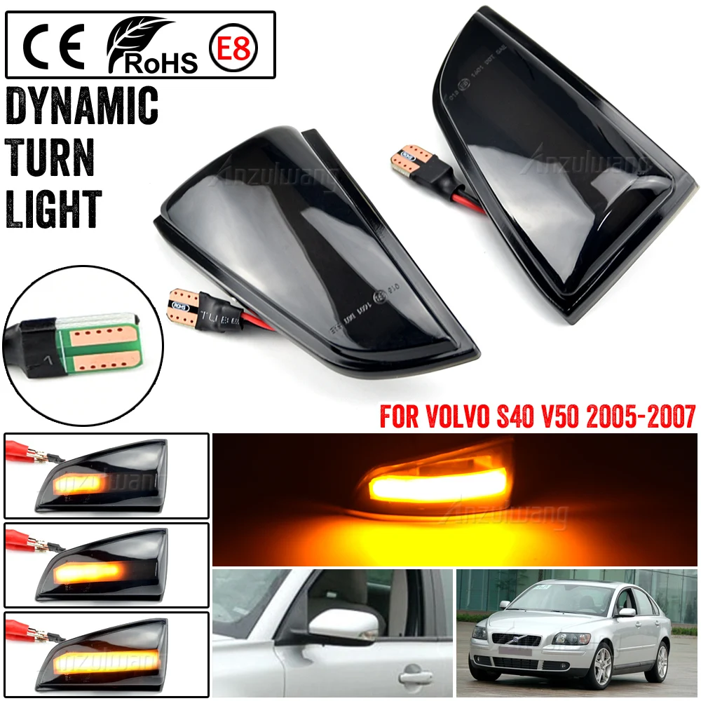 

2Pcs Dynamic Rearview Mirror Indicator Lamp Turn Signal Light for Volvo S40 V50 2005-2007 8679775 8679777