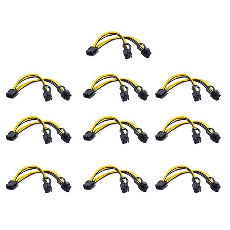 

10Pcs 8 Pin PCI-E To Dual 8 (6+2) Pin Power Cable 20Cm Motherboard Graphics Card PCI-E GPU Power Data Cable Splitter