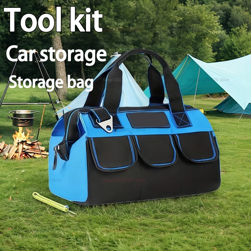 

Сумка для инструментов 1 шт. — органайзер с несколькими карманами для электриков/мастерн | Усиленные ручки и плечевой ремень, черный и темно-синий