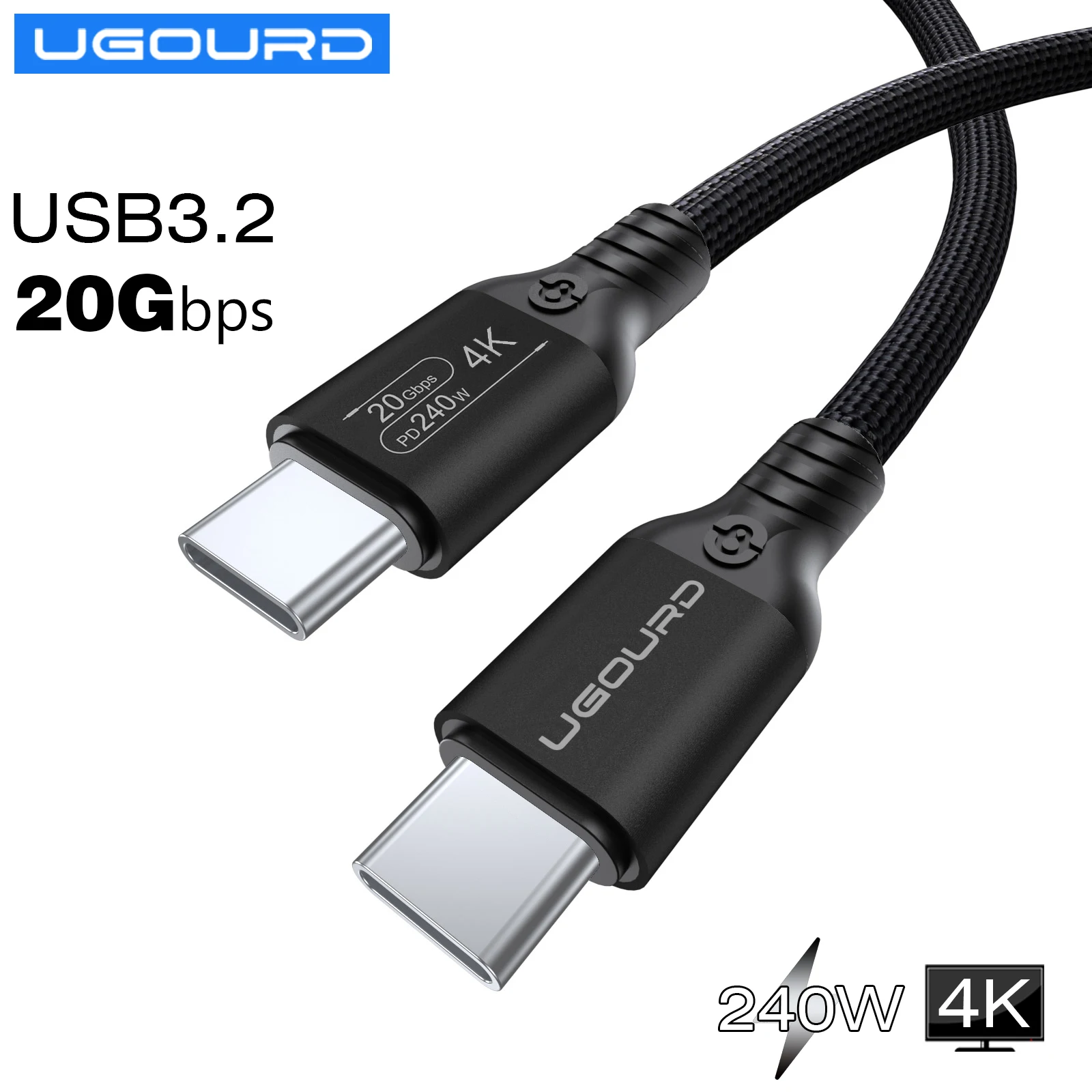 Full function 20Gbps Type C Cable USB3.2 gen2 *2 USB C 20G Data Transfer Cord USB 3 240W Fast Charge Cable 4K For Hub MacBook 3m