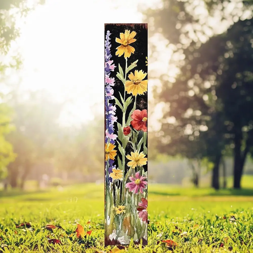 

Яркий цветочный садовый кол для улицы — деревенский декор для двора с УФ-принтом, 66 x 12 размеров