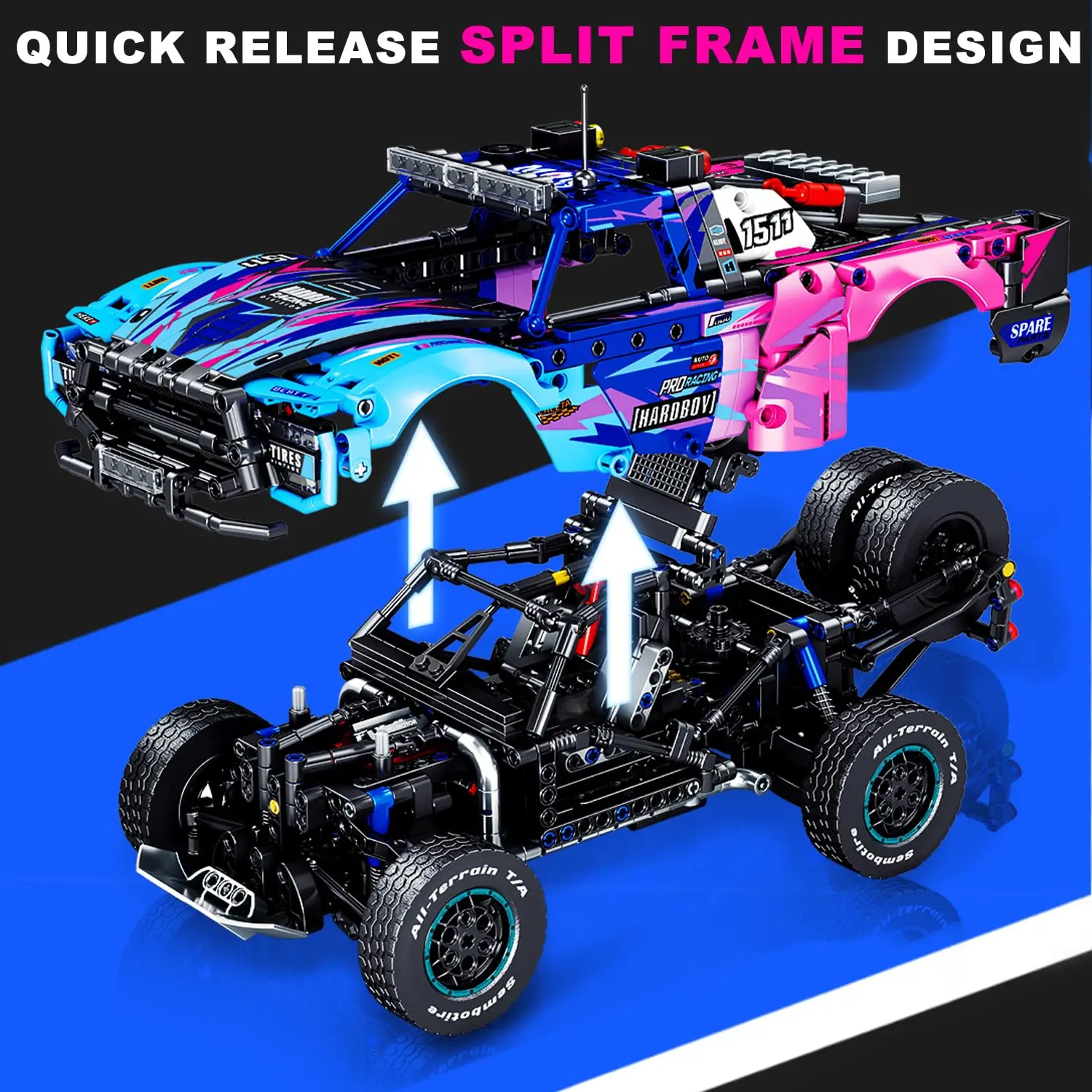 Ahli Teknis Model Mobil Olahraga Off-Road Blok Bangunan Batu Bata Kendaraan Balap Super Mekanis Kota Mainan MOC untuk Hadiah Anak-anak