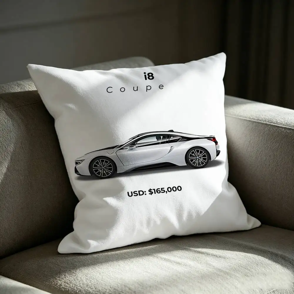 M-Power Sport-car M4 I8 Model  Square Sofa Pillow Cover Solid Color Living Room Home Decor Cushion Case