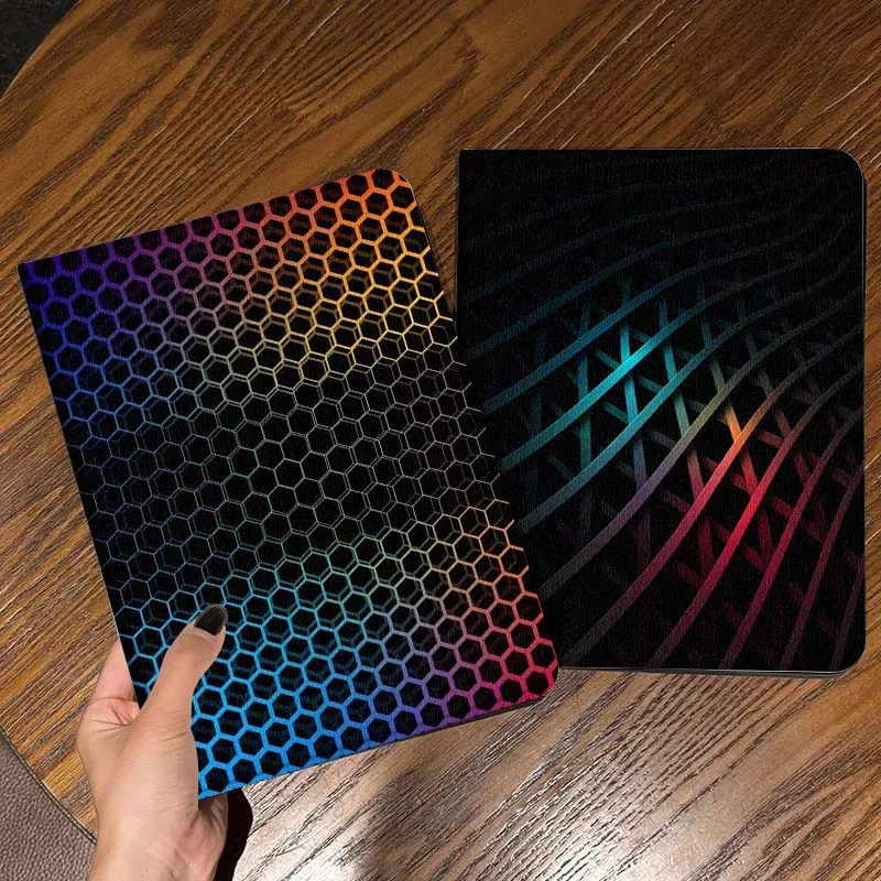 

Popular Wavy Colorful Lines Gift For iPad Pro Air Mini 2 3 4 5 6 7 6th 7th 10th 11th 10.2 9.7 10.5 11 Foldable Tablet Case