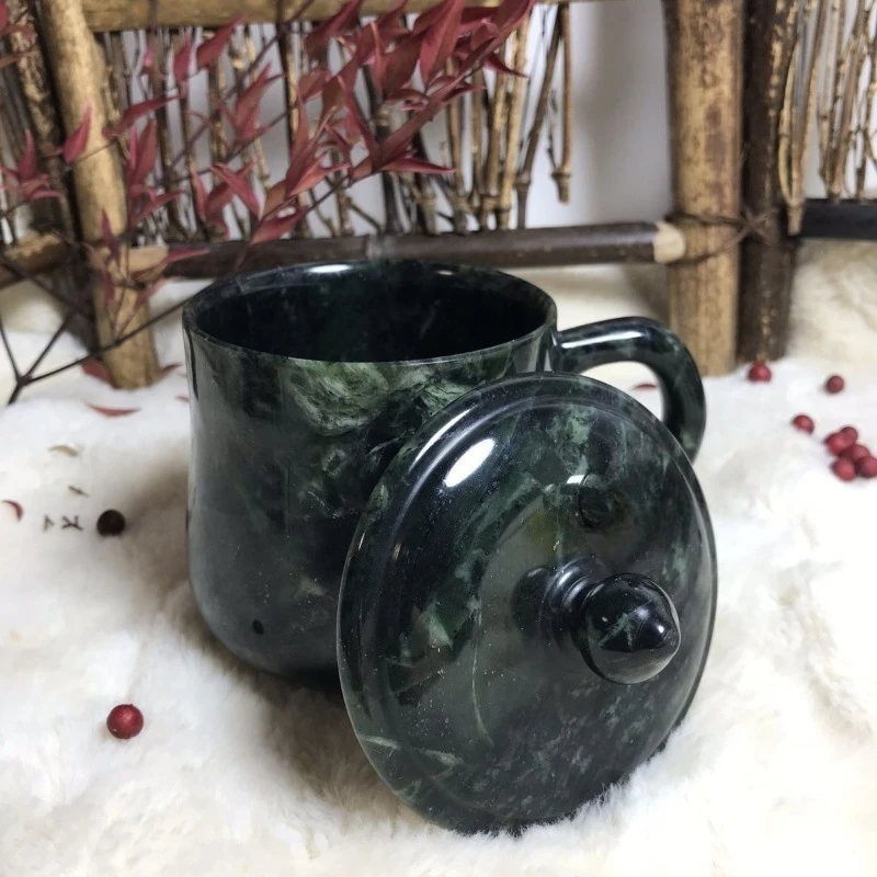 Exquisite Tibetan jade herbal king stone big belly boss water cup teacup mug