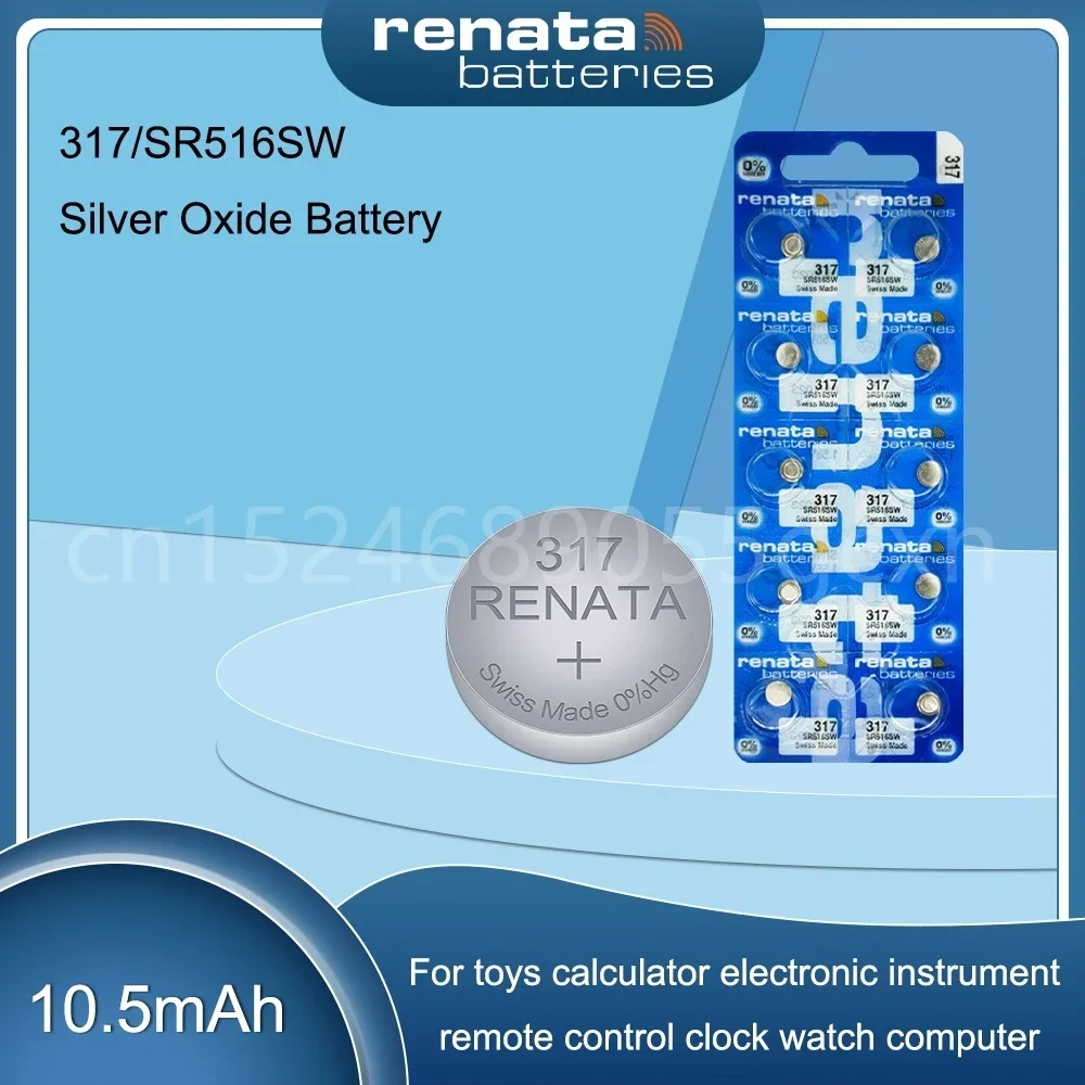 Original Renata 317 SR516SW D317 V317 SR62 1.55V Silver Oxide Watch Battery for Scale Watch Swiss Made Button Coin Cell