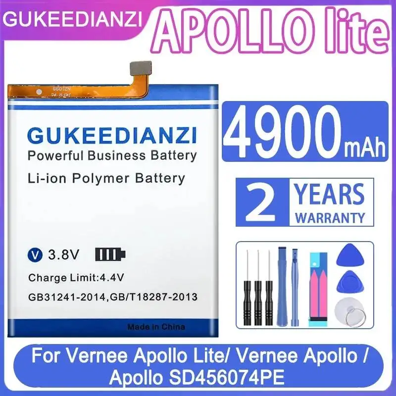 Batería de teléfono móvil de 4900mAh para Vernee Apollo Lite SD456074PE, alta compatibilidad