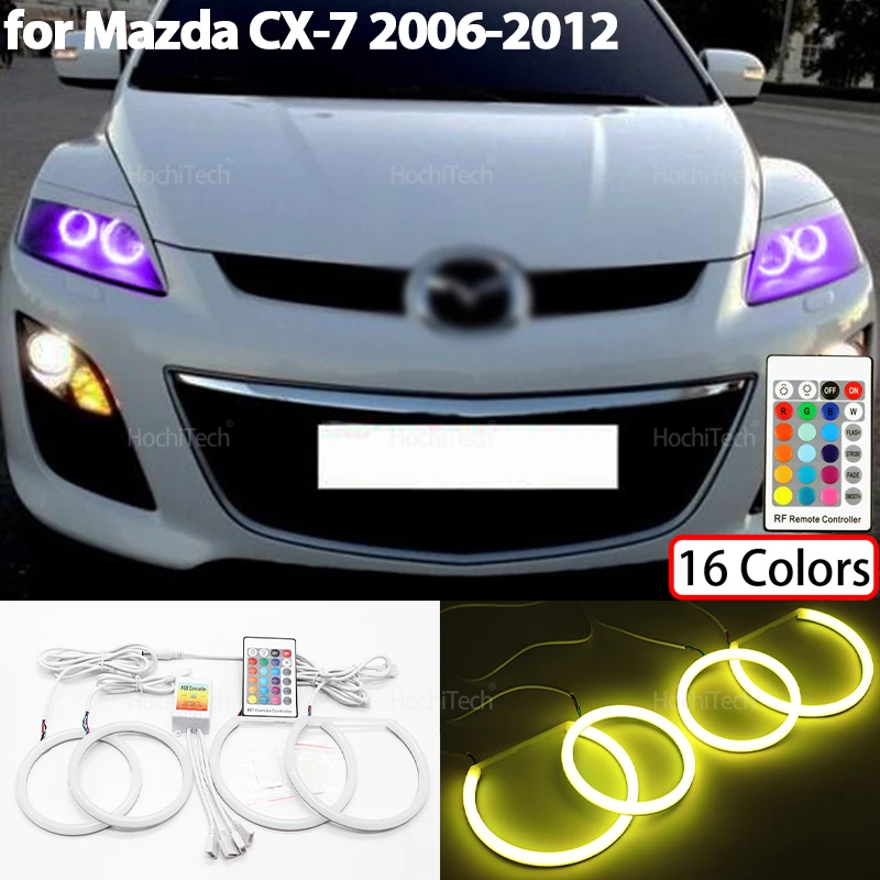 16-Color Cotton Light Rings Led Angel Eyes Car Headlight Accessories for Mazda CX-7 2006 2007 2008 2009 2010 2011 2012