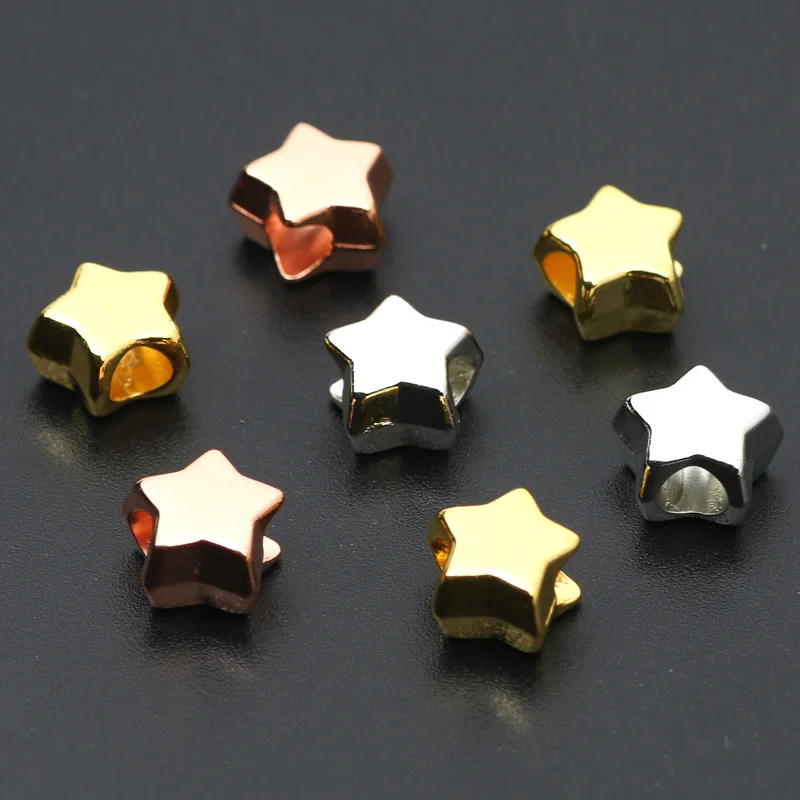 50pcs/Lot Gold Silver Color Star CCB Beads Big Hole Loose Spacer Beads For Jewelry Making DIY Bracelet Necklace Accessories