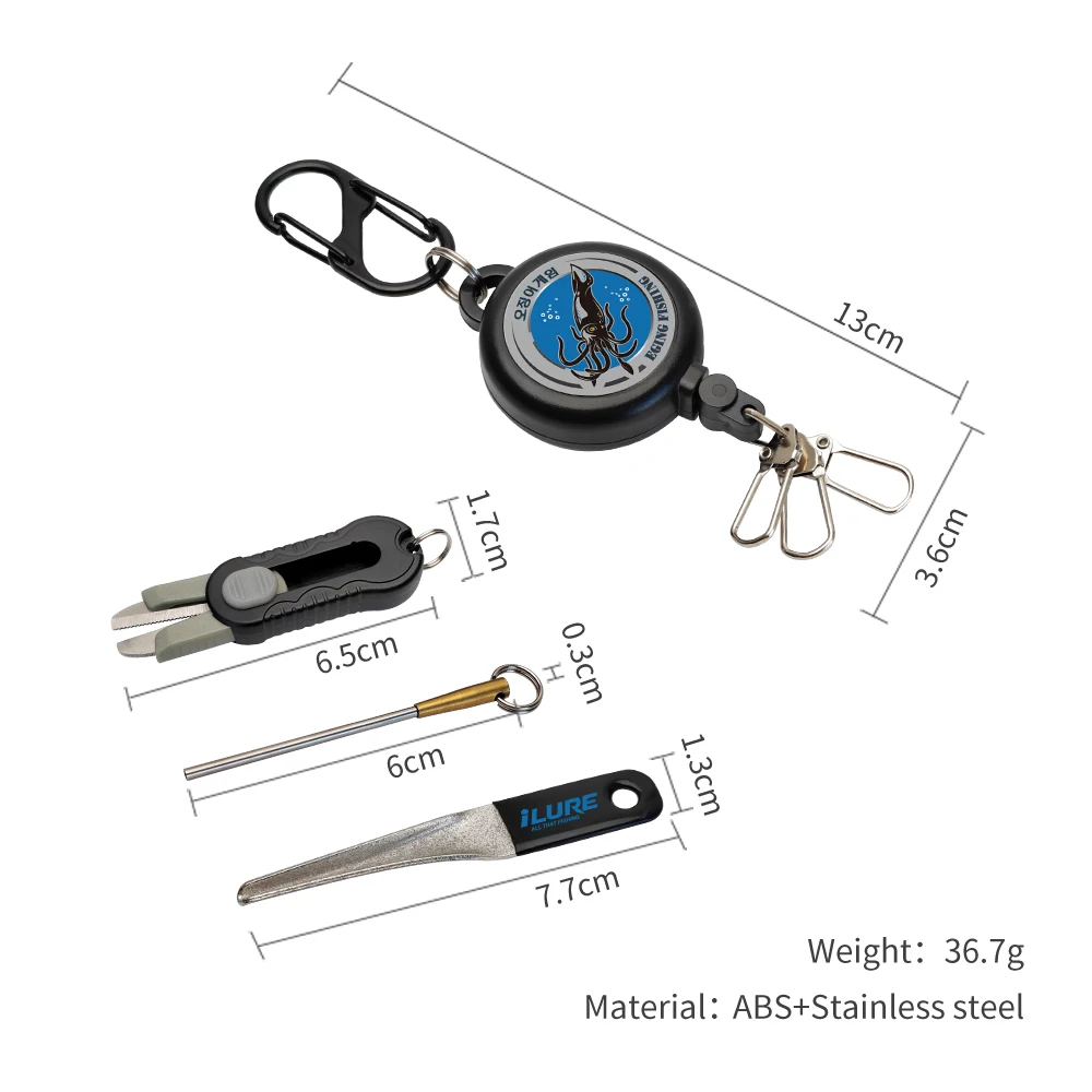 4in1 Eging Fishing Kit Retractor 100cm Tape Measure Mini Line Scissors Egi Hook Sharpener Hook Corrector Squid Fishing Accessory view 6