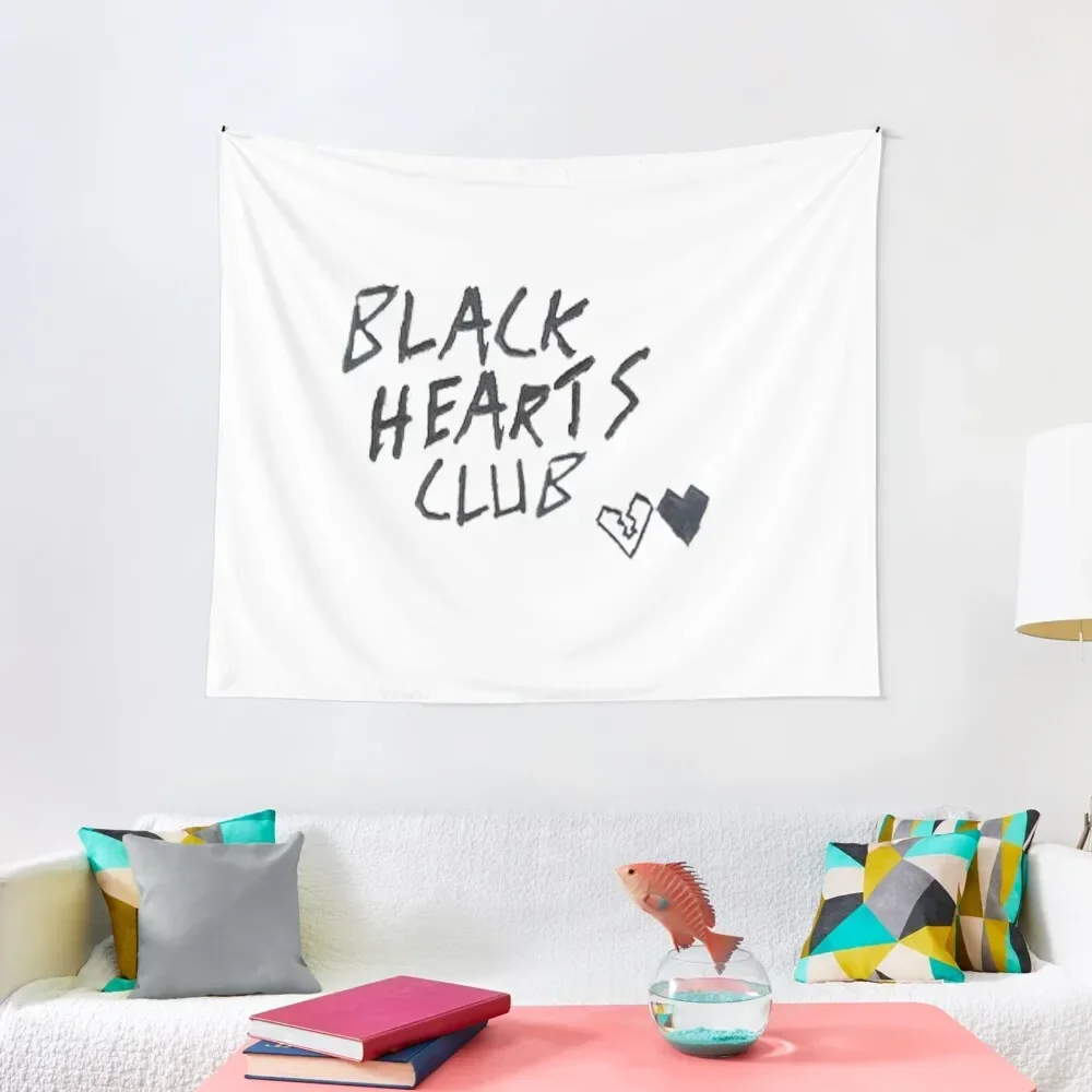 

black hearts club handwritten Tapestry Room Decorations Aesthetic Outdoor Decor Tapestry