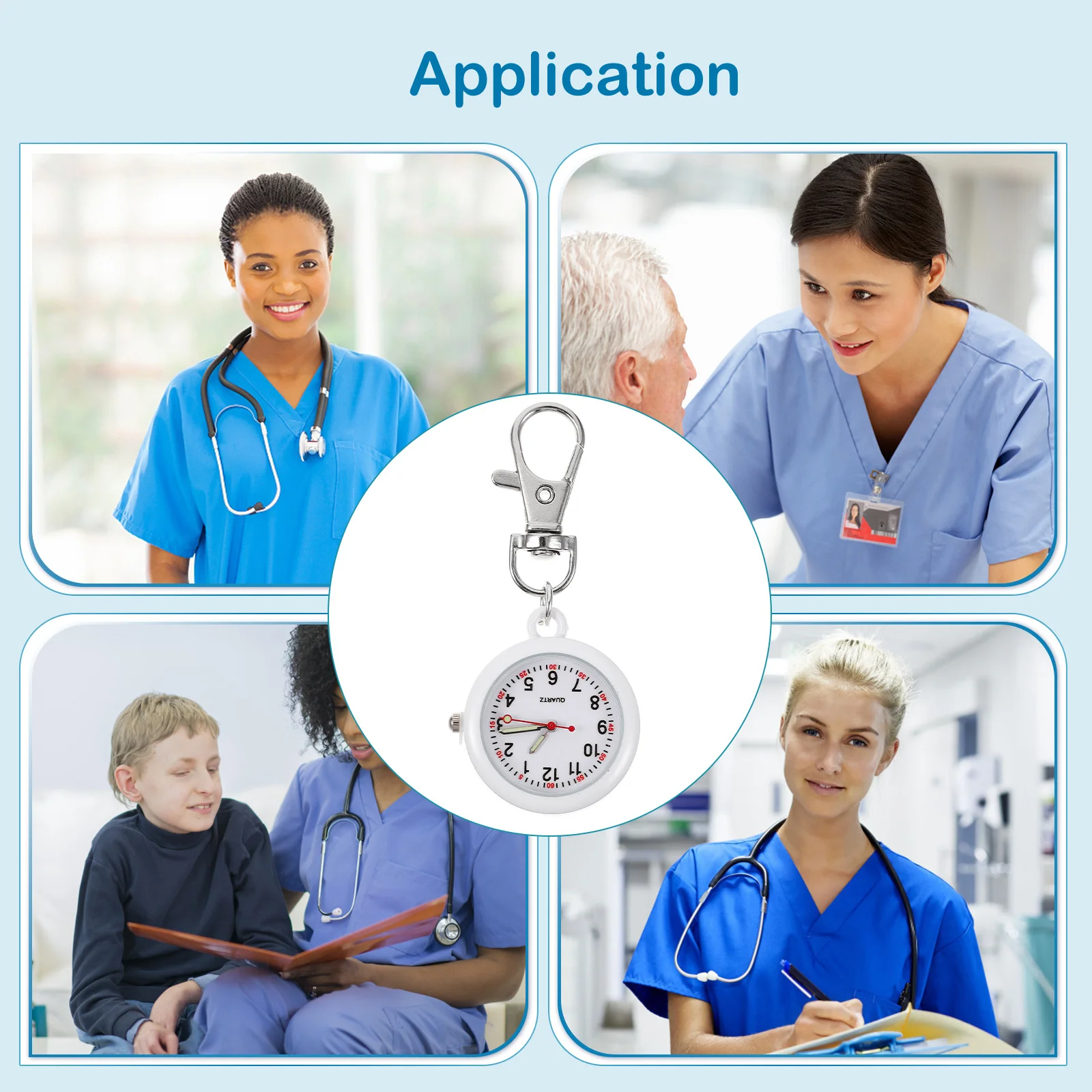 كليب على ساعة ممرضة الفولاذ المقاوم للصدأ سيليكون ساعة الجيب للعاملين الطبيين التمريض الطلاب الطبيب فوب ساعة