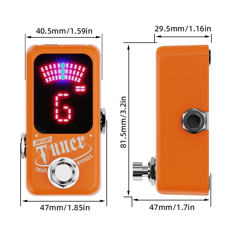 JAMJUM Mini Guitar Tuner Pedal with LED Display Bass True Bypass High-Accuracy 9V DC Powered view 2