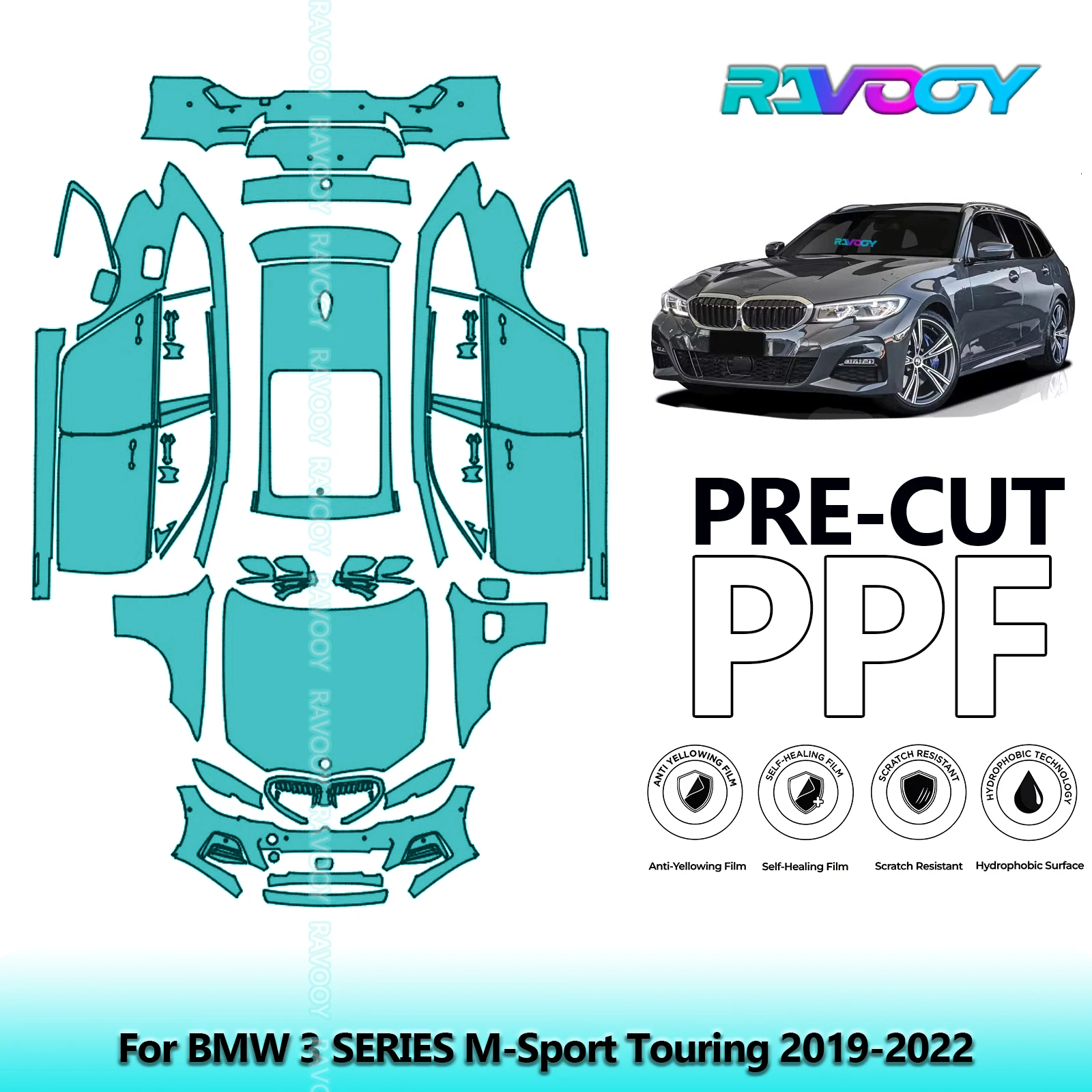 

Precut PPF Paint Protection Film Full Vehicle For BMW 3 SERIES M-Sport Touring 2019-2022