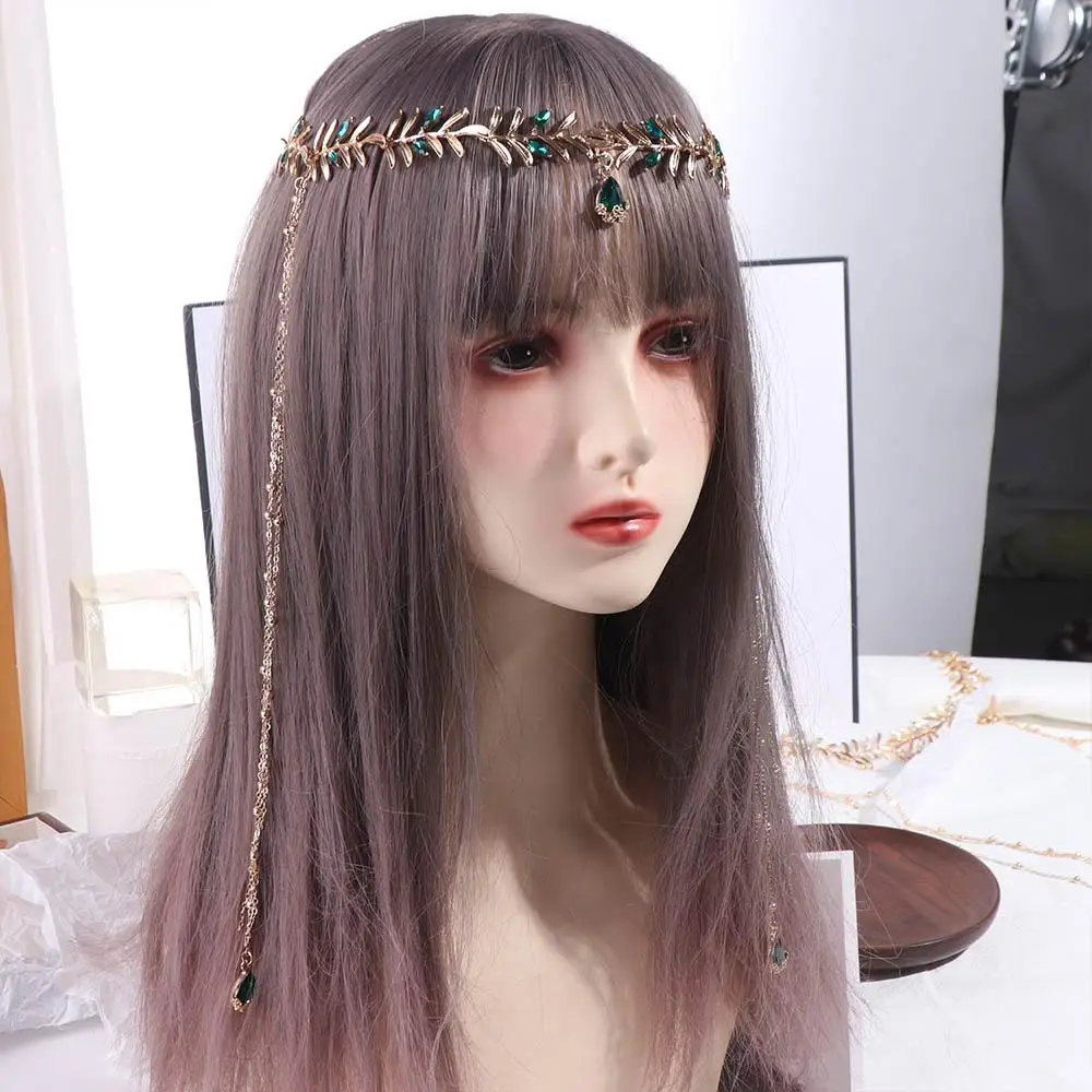 Vintage Olive Leaf Head Chain โลหะผสมคริสตัลหน้าผากแถบคาดศีรษะหวี Face เครื่องประดับ Hellenism เครื่องประดับอุปกรณ์เสริมผม