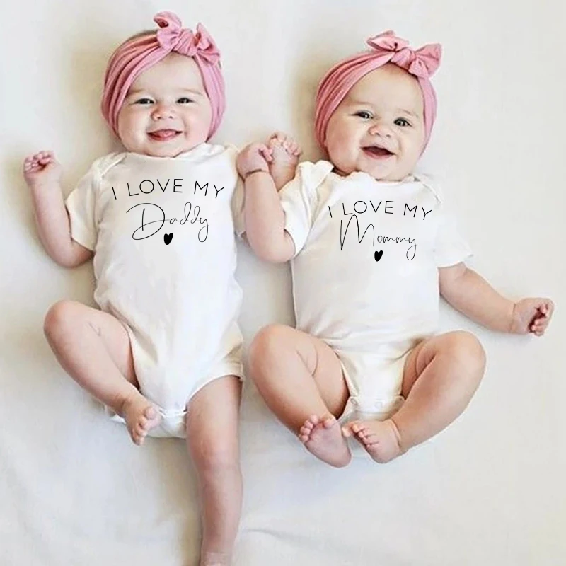 

I Love My Daddy Mommy Print Newborn Baby Bodysuit Cotton Short Sleeve Clothes Infant Romper Boy Girls Body Jumpsuit