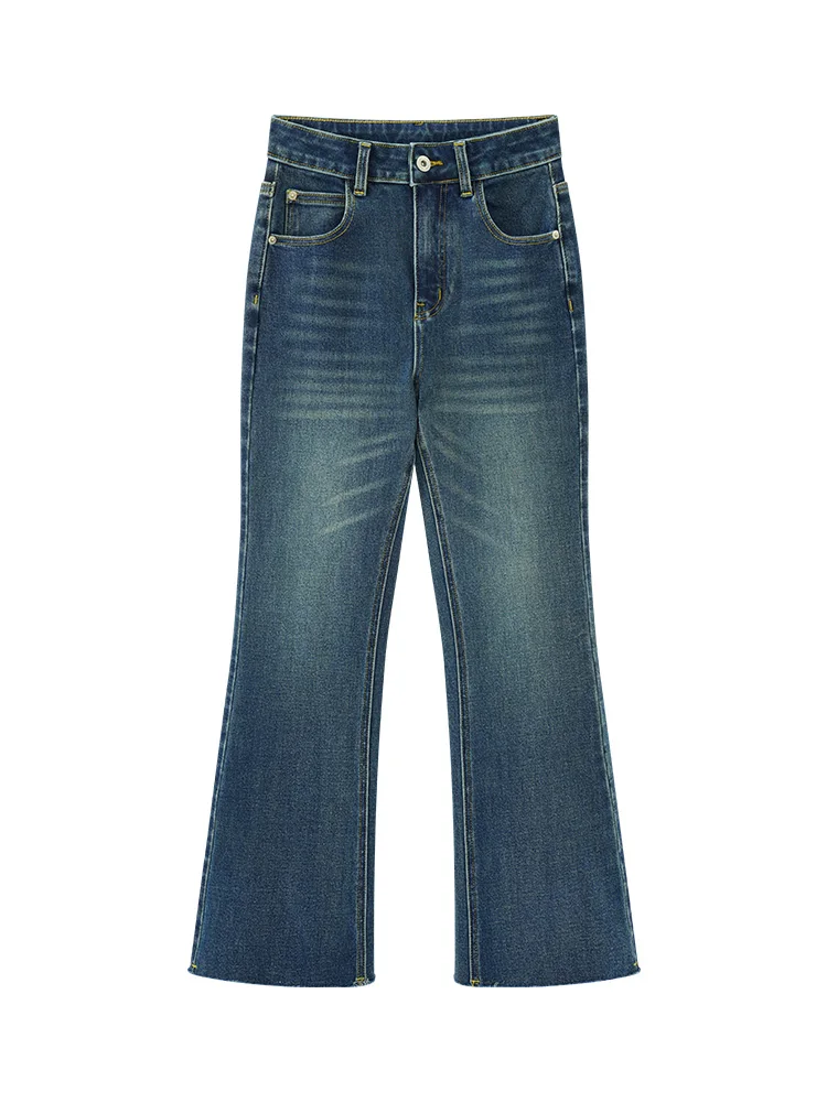 High Waist Flared Denim Jeans for Women Stretch Cropped Bell Bottom Pants Vintage Slim Fit Raw Hem Casual Trousers Summer Look