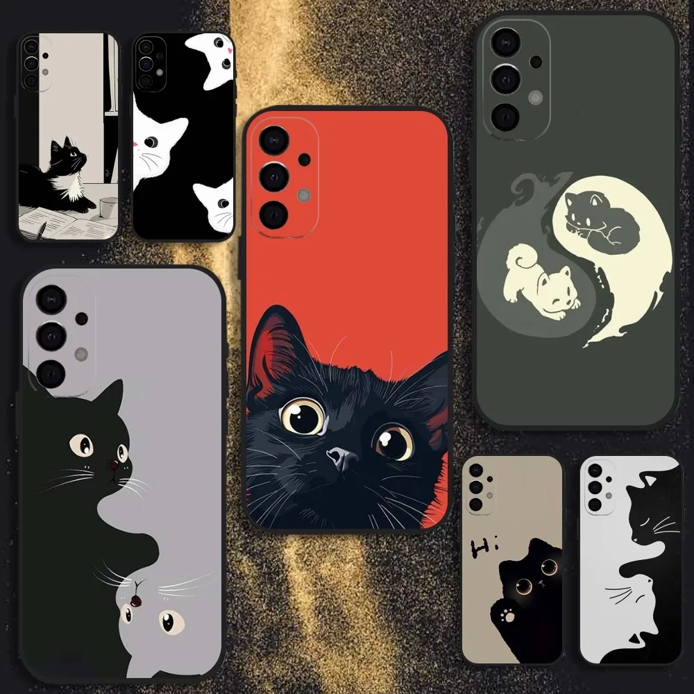

Cartoon Cute Animal Cat Phone Case For Samsung S25,S24,S21,S22,S23,S30,Ultra,S20,Plus,Fe,Lite,Note,10,9,5G Black Cover