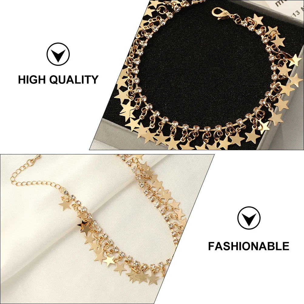 سلسلة الكاحل على شكل نجمة خماسية مجوهرات أنيقة للقدم للفتيات إكسسوارات عصرية هدية عيد الميلاد والذكرى السنوية سلسلة خلخال #3