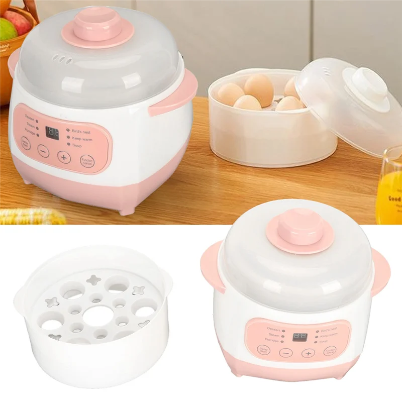 A76G-وعاء الحساء الكهربائي للمنزل المطبخ إناء للحساء توقيت توقيت الذكية الوقاية حرق جاف طباخ الوردي