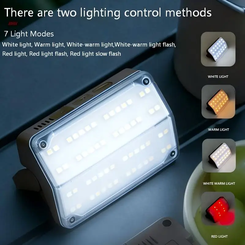 Lanterna de Camping LED com 7 Modos, Lanterna Portátil de 145g, Longa Duração de 18-26H, Luz Recarregável para Tenda
