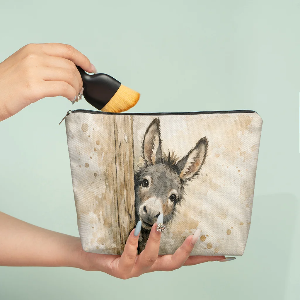 A donkey pattern cosmetic bag-cute multifunctional zipper handbag, jewelry storage bag - view 5