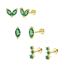 2 Pcs Hypoallergenic Tiny 20G Stainless Steel Stud Earrings for Women, Dainty CZ Cartilage Conch Helix Ear Piercing Jewelry Gift