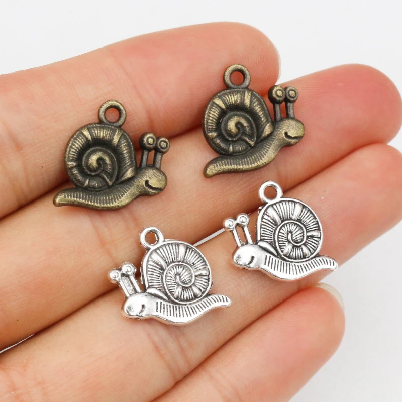 15pcs 18x15mm Antique Tibetan Silver Plated Bronze Snails Handmade Charms Pendant:DIY for bracelet necklace