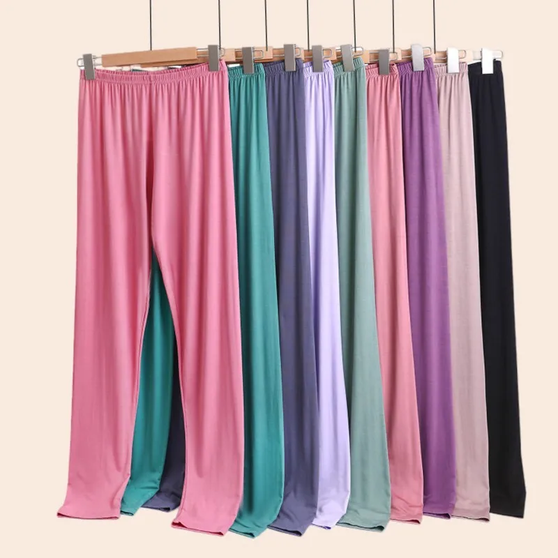 

High Waist Modal Leggings Women's Autumn Spring Thin Pure Color plus Size Home Pants Long Pants Modal Fiber Base Layer Trousers