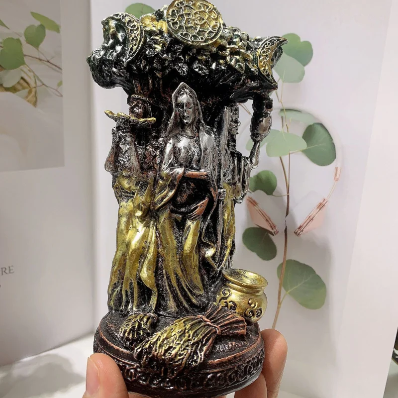 Cross-Border Three-Phase Moon Goddess Cross-Border Hot-Selling Series Crystal Ball Mineral Base Holder Resin craft ornament