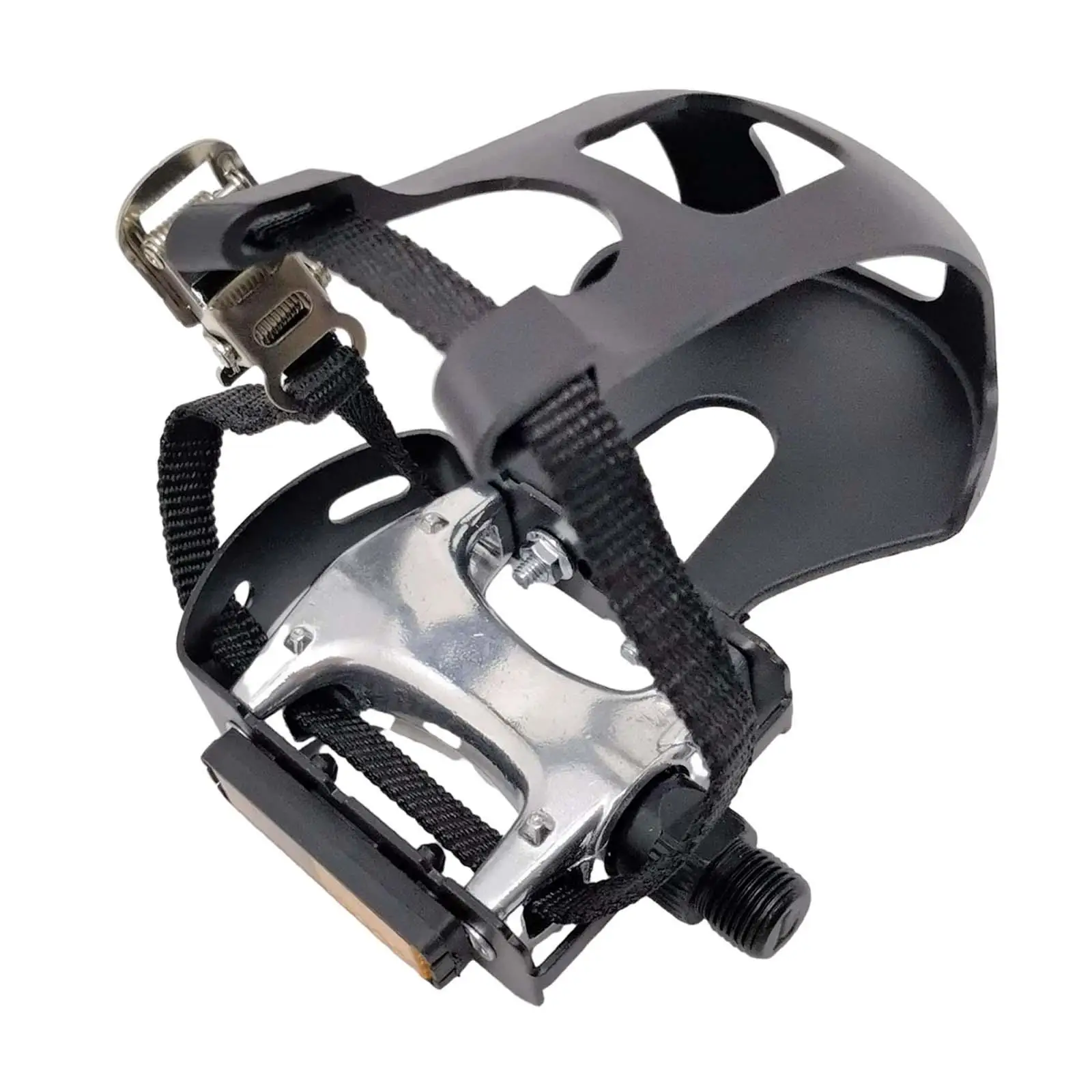 Bike Pedals with Toe Clips and Straps with Cleats 14mm Spindle with Adjustable Strap Nonslip Bicycle Pedals for Fitness Gym