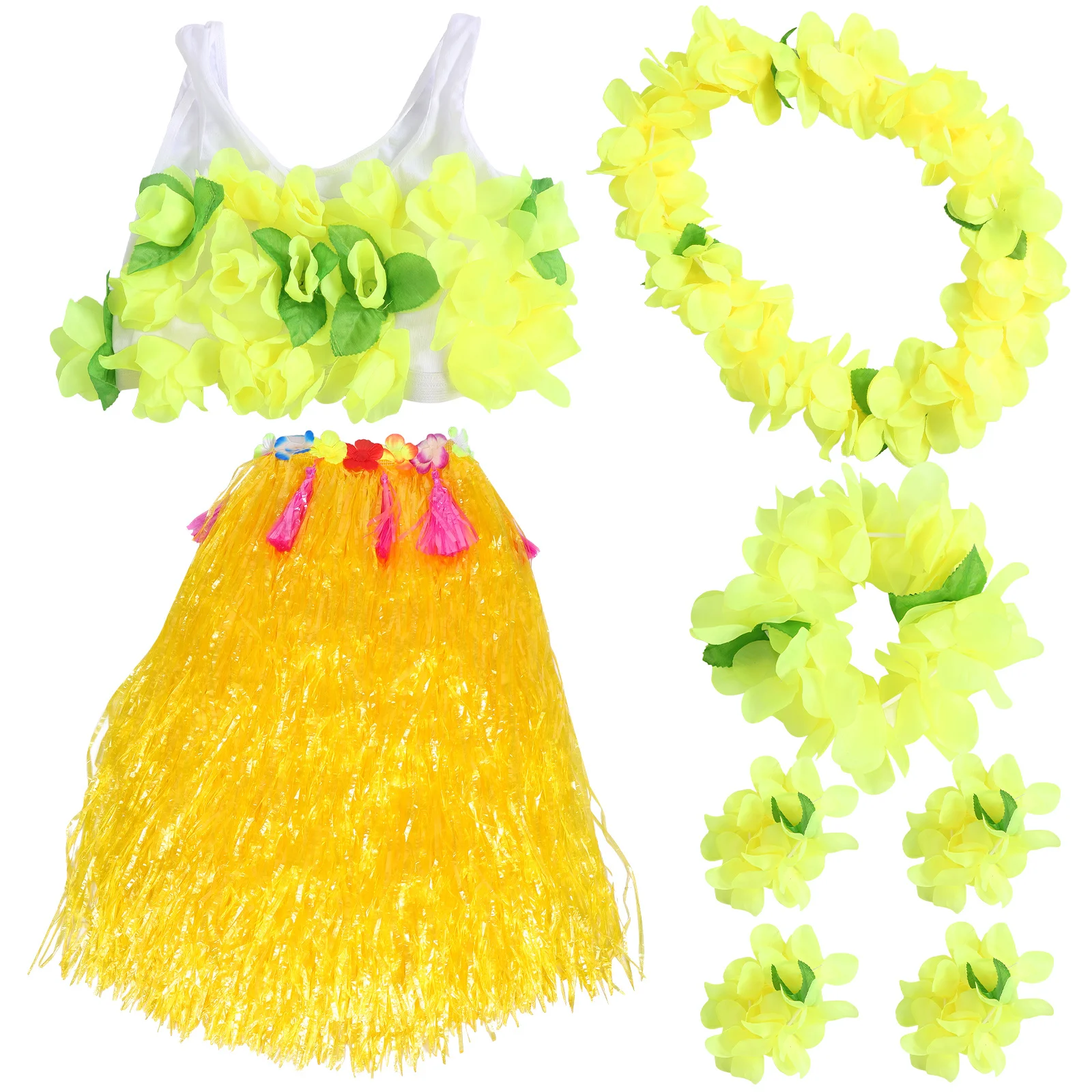 

1 set 80Cm Thickened Grass Skirt Set For Adults Luau Party Tropical Hula Dance Costume Festival Outfit Accessory