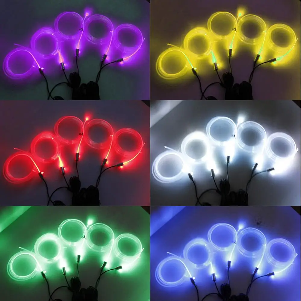 Car RGB Led Strip Light Car Styling Interior Atmosphere Decorative Lamps 12V 5LED 6M APP Cigarette Fiber Optic Neon Dropshipping