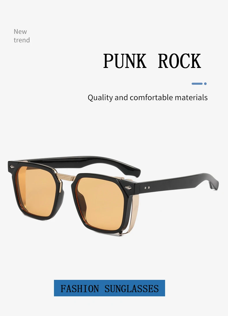2023 mode Punk Sonnenbrille Für Männer Vintage Platz Steampunk Brille Luxus Sonnenbrille Frauen Trend Sonnenbrille Gafas De Sol – Detail 4